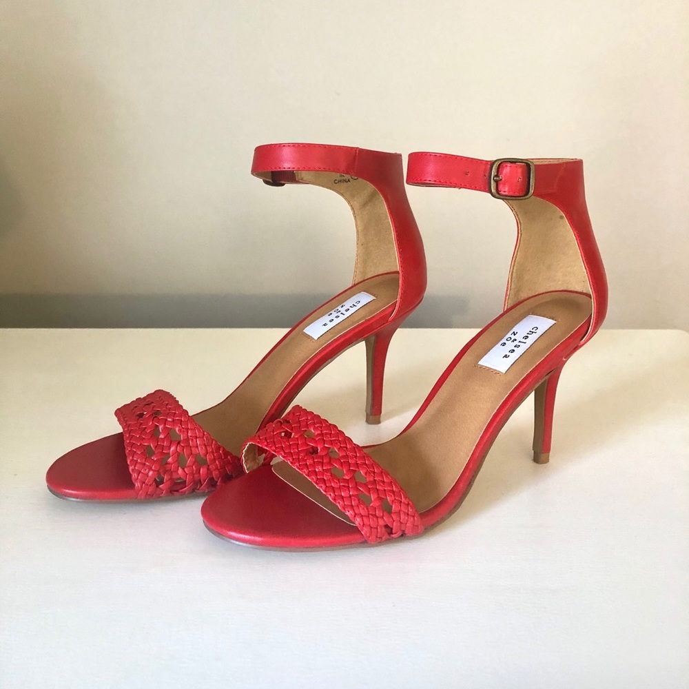 Beautiful red heels with ankle strap